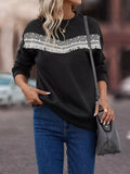 Fringe Trim Crew Neck Sweatshirt