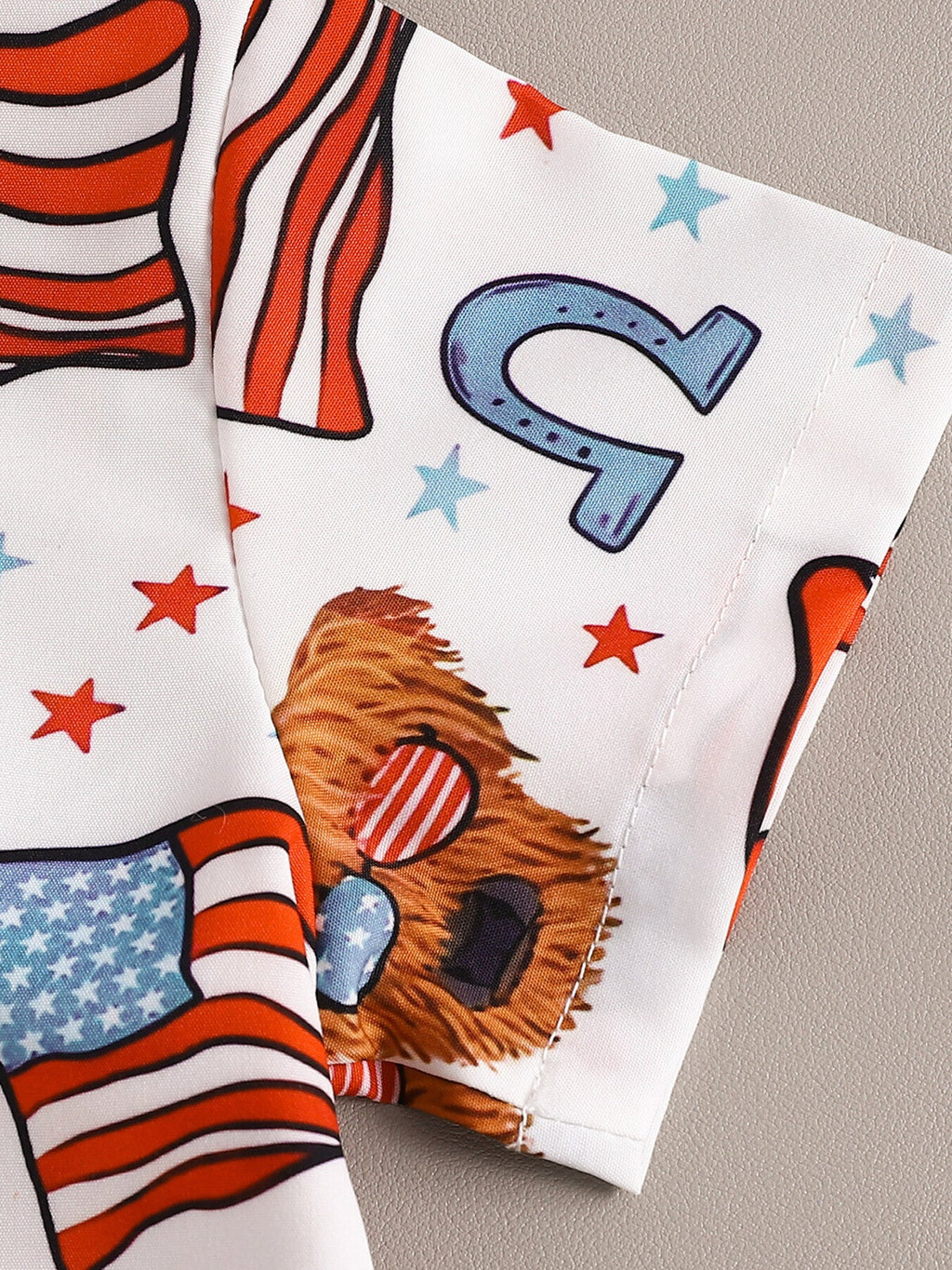 Children's American Flag Print Bow Tie Shirt & Shorts Set