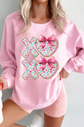 Bow Floral Printed Valentines Day XOXO Sweatshirt