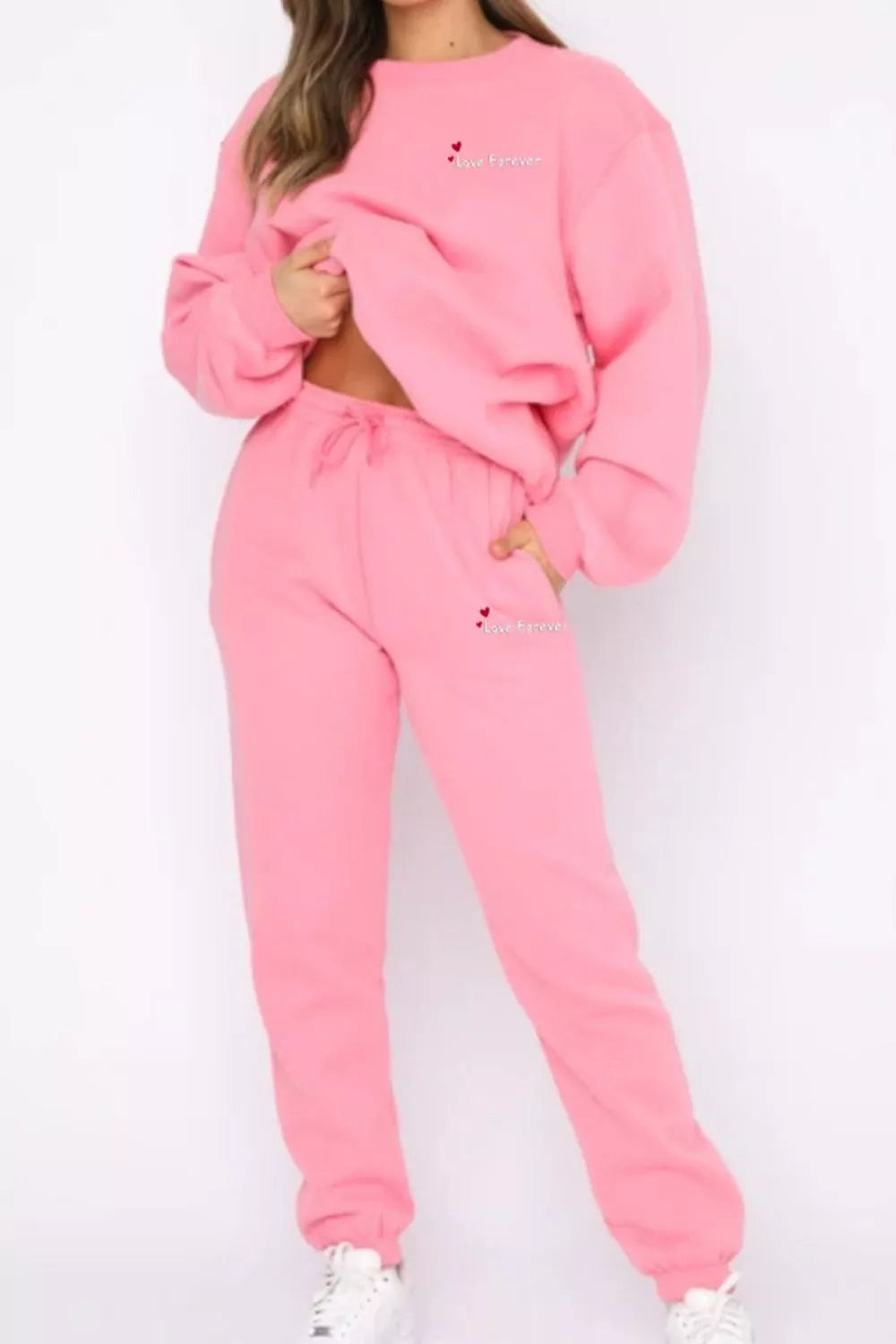 Round Neck Sweatshirt and Joggers Set