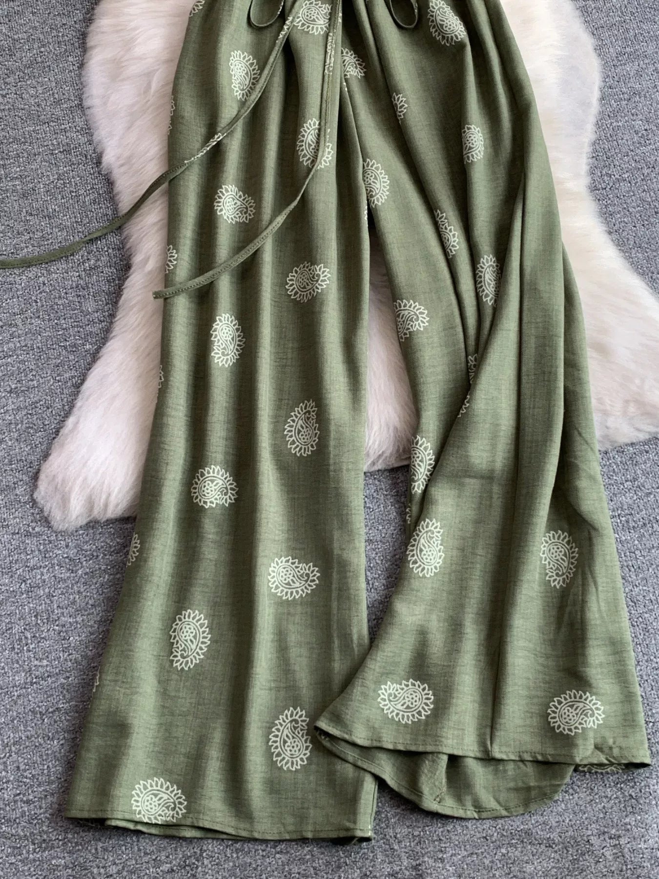 Printed Short Sleeve Wide Leg Jumpsuit