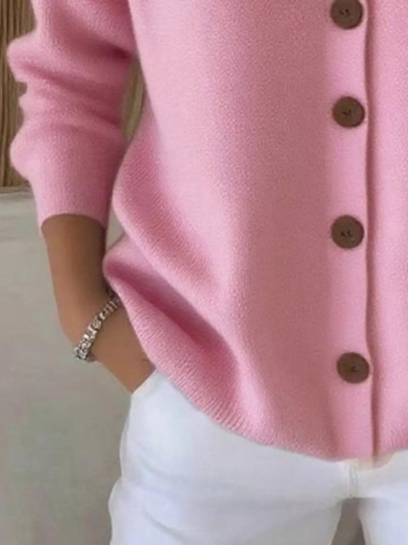 Full Size Button Up Long Sleeve Cardigan Plus Size