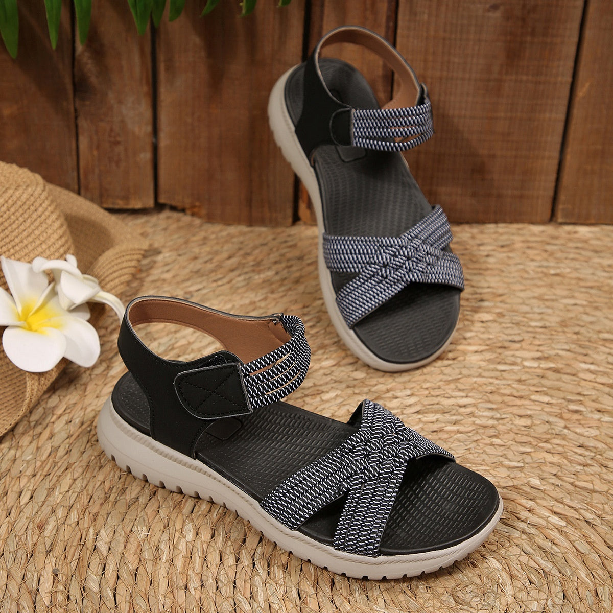 Open Toe Woven Strap Sandals