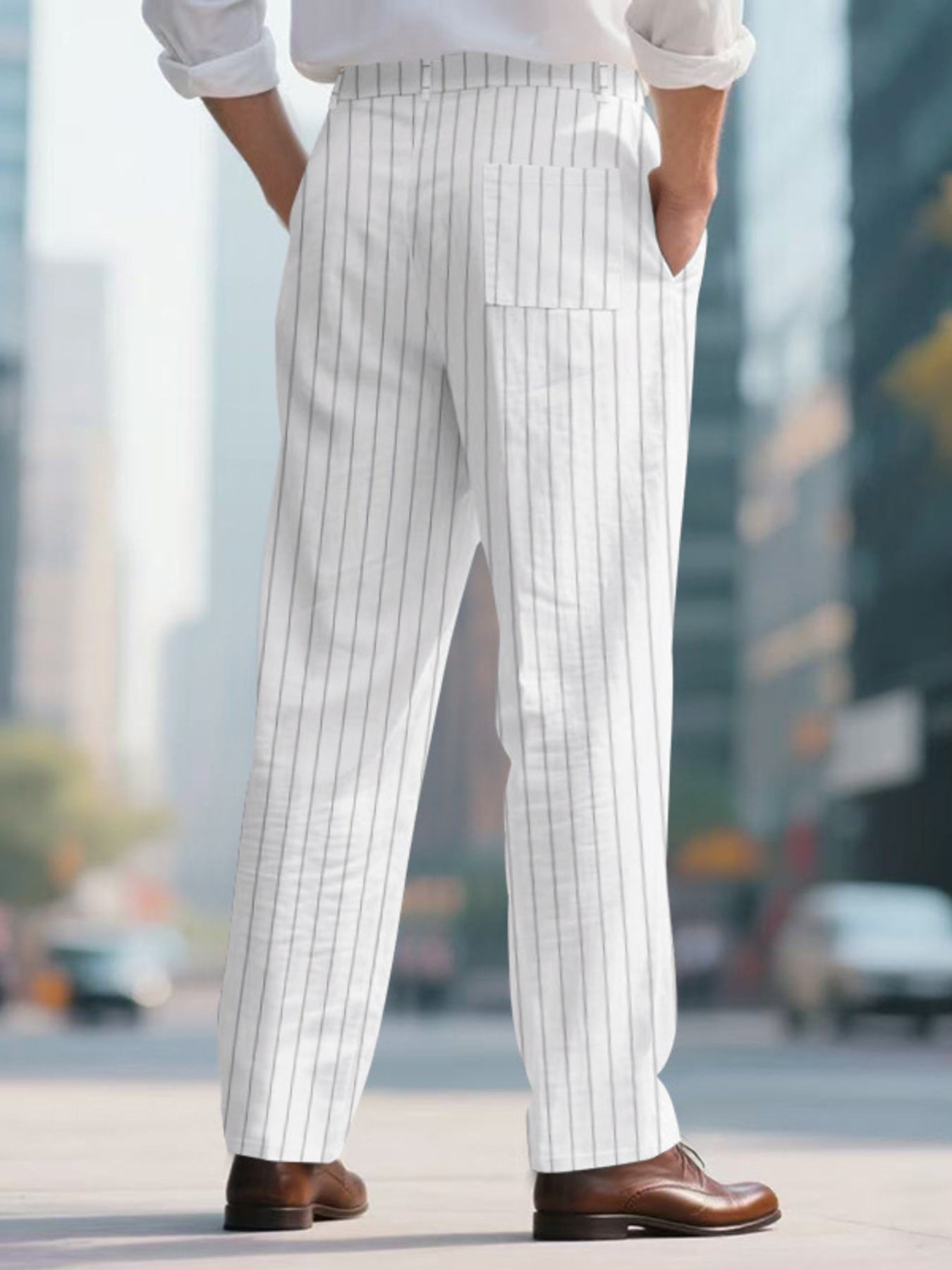 Men's Full Size Striped Wide Leg Pant Plus Size