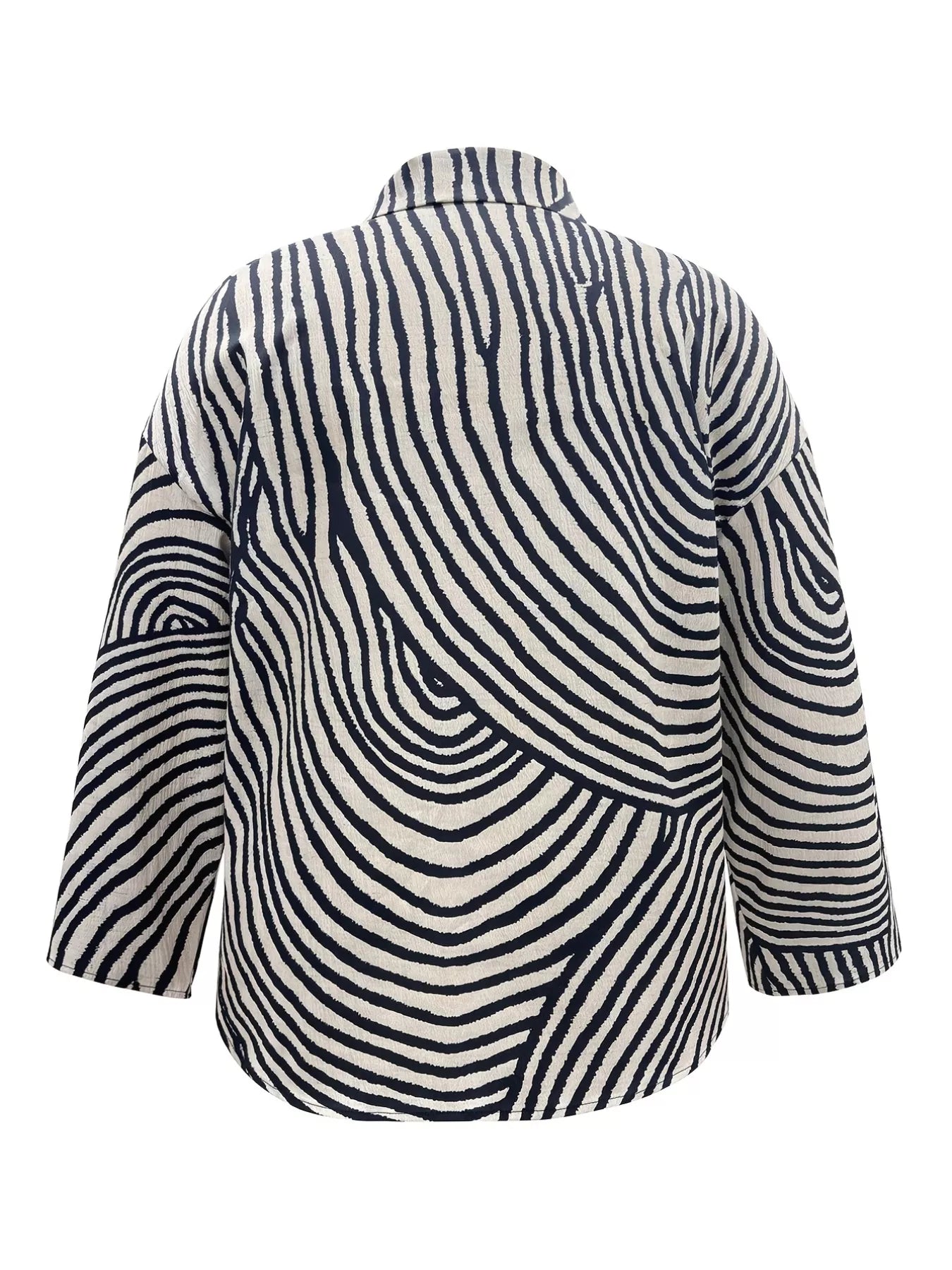 Plus Size Abstract Zebra Print Button-Down Shirt