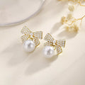 Pearl Bowknot Drop Earrings