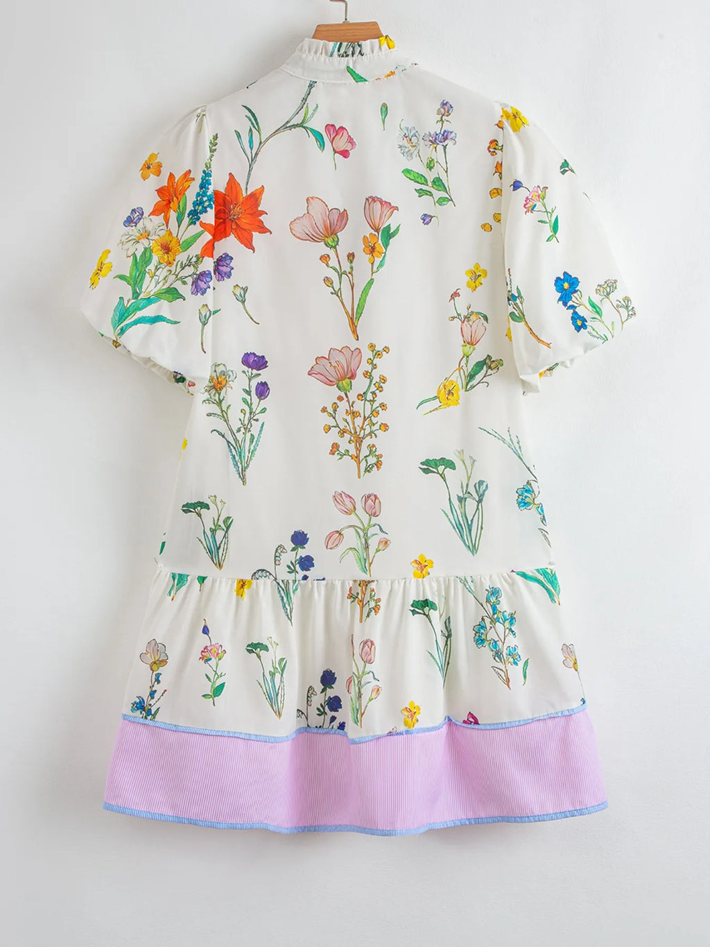 Floral Print Notched Short Sleeve Dress