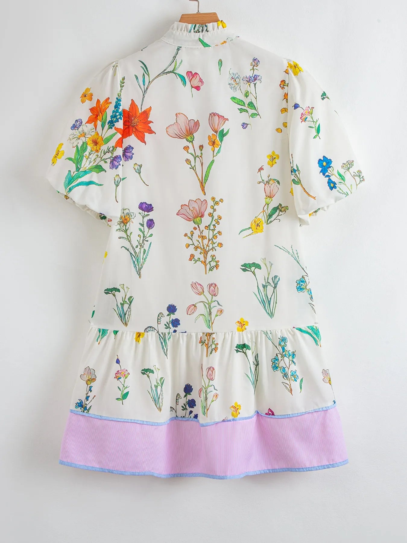 Floral Print Notched Short Sleeve Dress