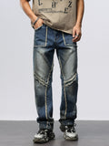 Men's Frayed Hem Wide Leg Jeans