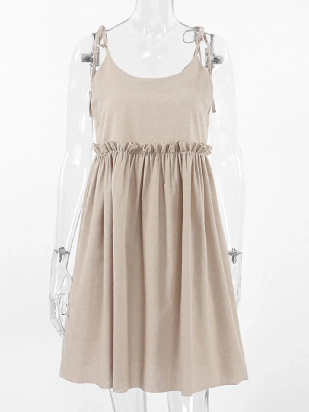 Tie-Shoulder Frill Mini Dress