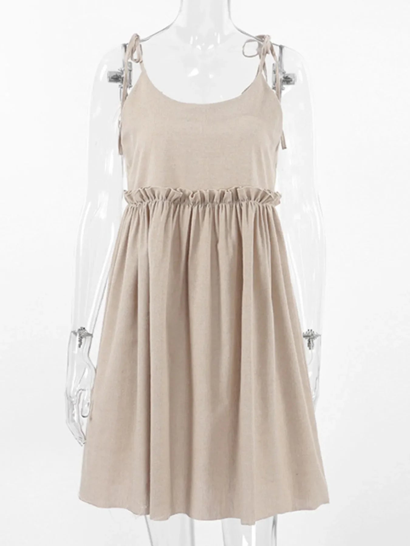 Tie-Shoulder Frill Mini Dress