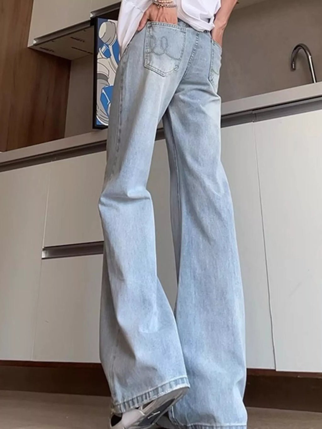Men's Full Size Washed Flare Jeans Plus Size