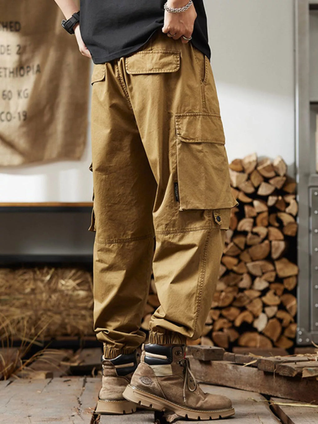 Men's Plus Size Relaxed Fit Multi-Pocket Cargo Pants