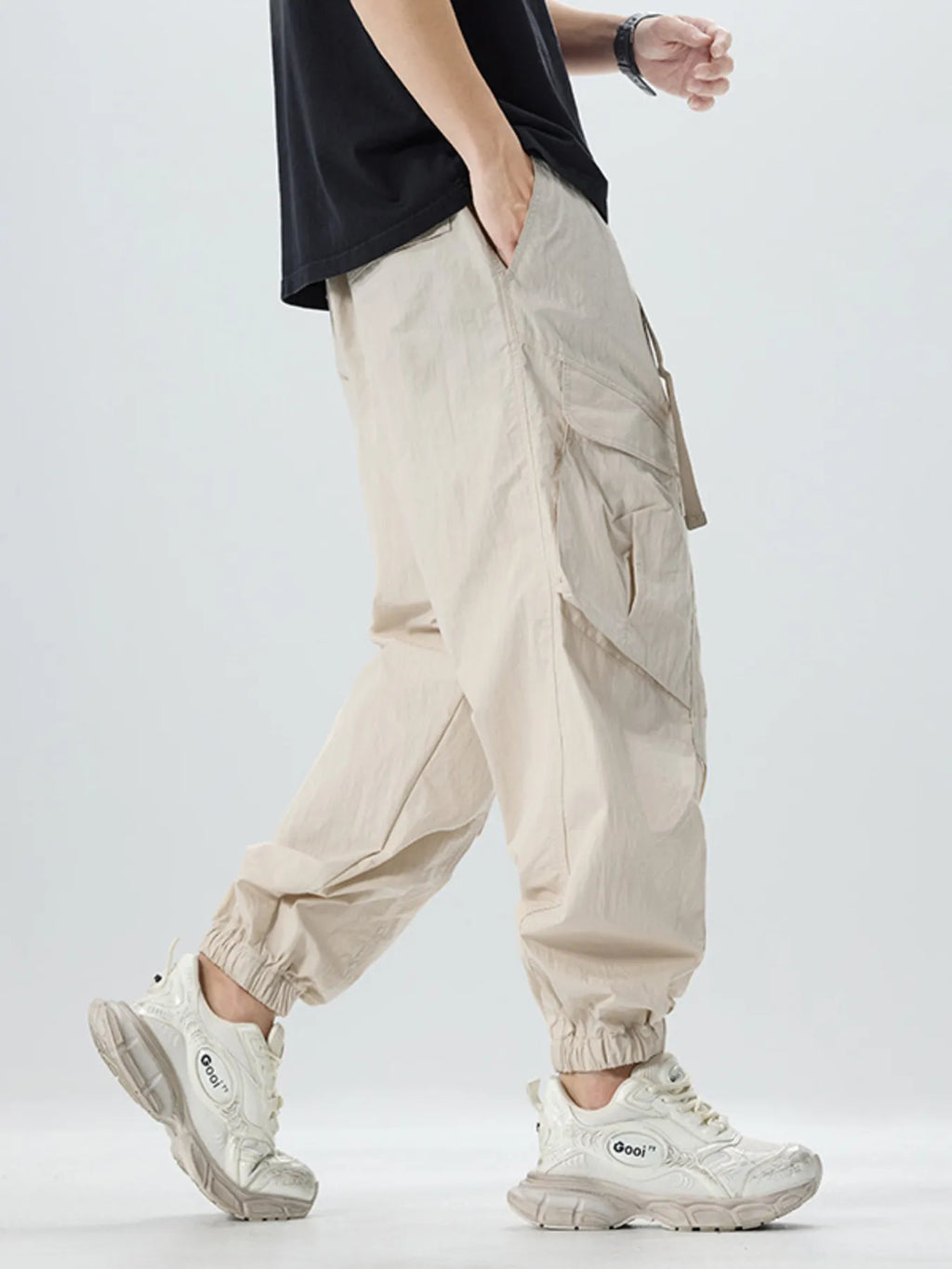 Men's Full Size Lightweight Cargo Pants with Adjustable Belt Plus Size