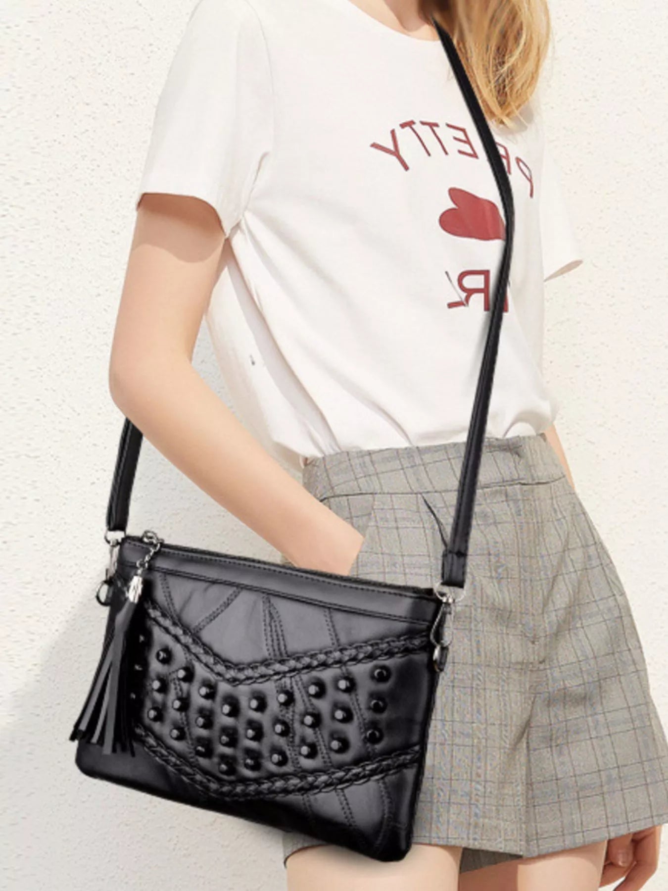 Studded Leather Crossbody Bag