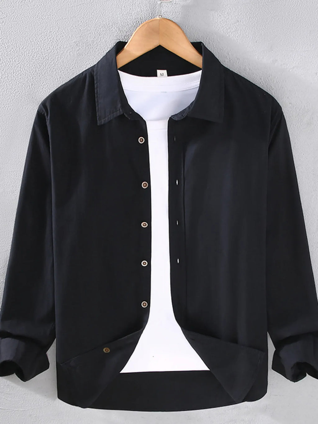 Men's Plus Size Long Sleeve Button-Up Shirt