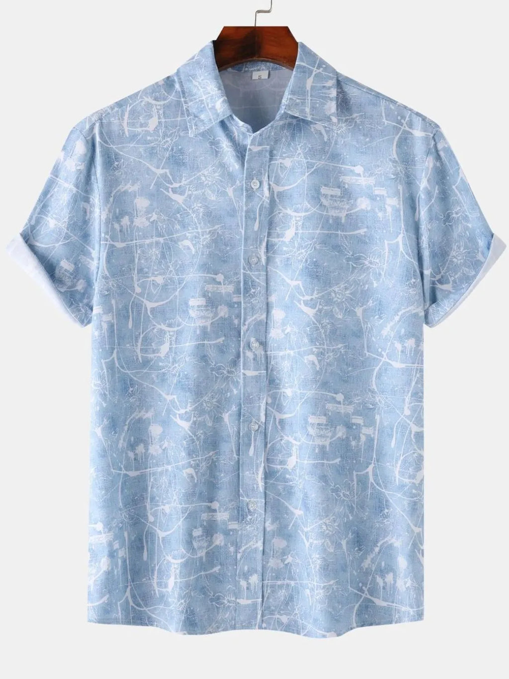 Men's Printed Short Sleeve Button Down Shirt