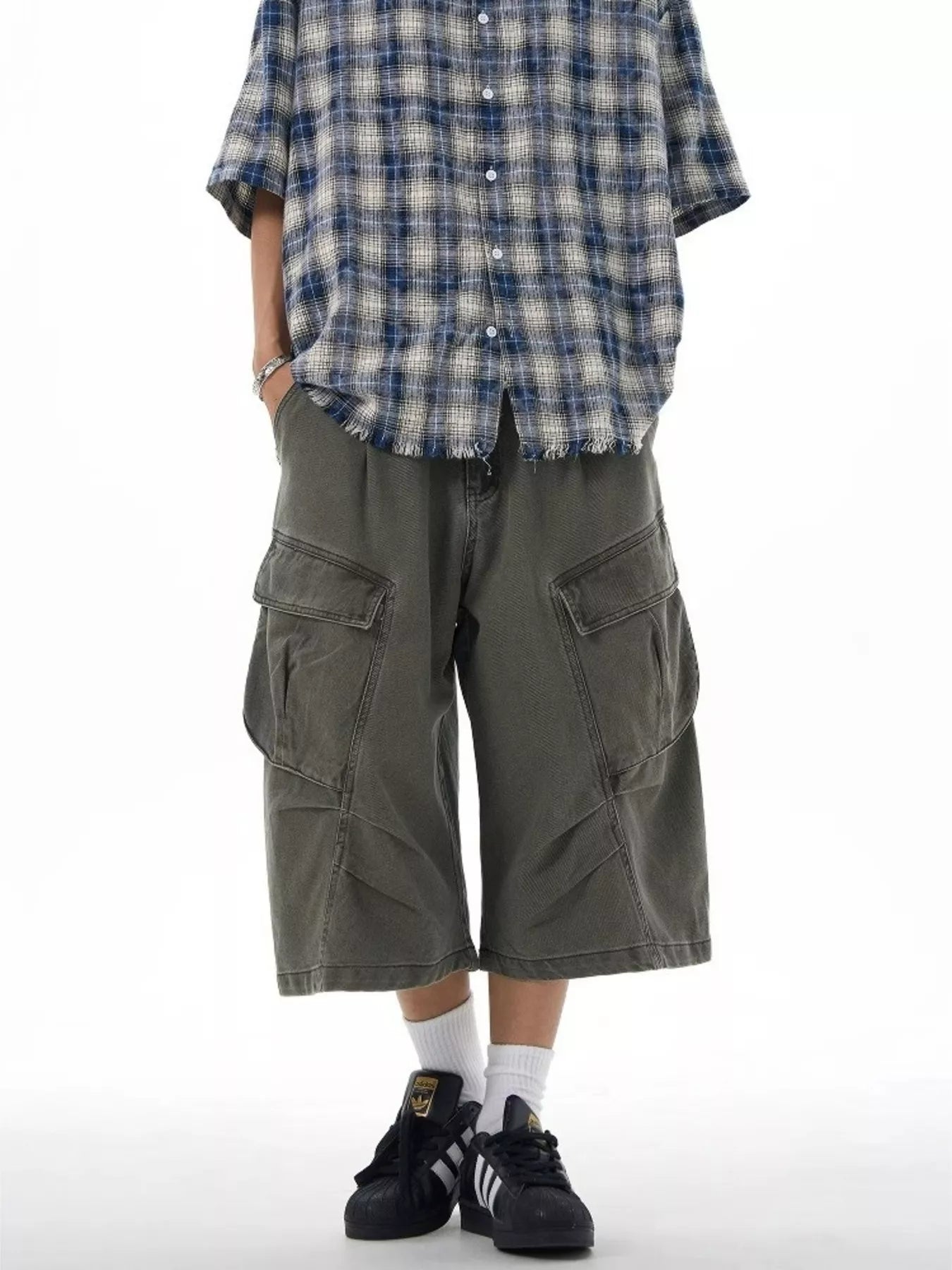 Men's Plus Size Loose-Fit Cargo Capris Pants