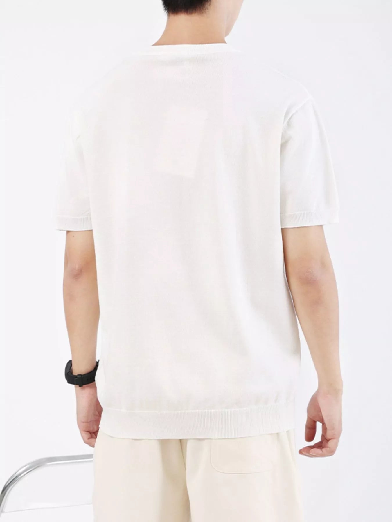 Men's Plus Size Ribbed Knit Slim Fit T-Shirt