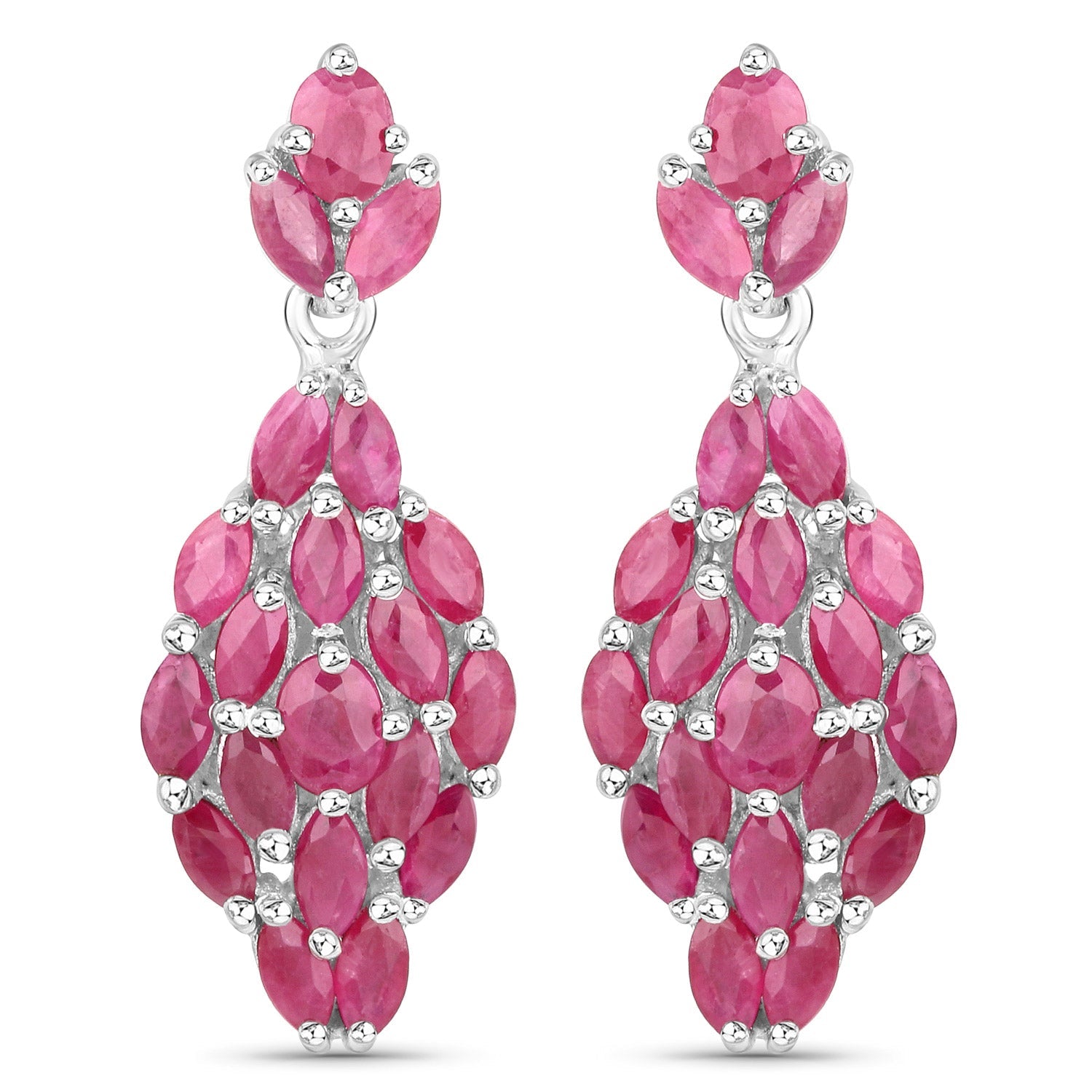 4.12 Carat Genuine Ruby .925 Sterling Silver Earrings