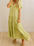 V-Neck Tiered Midi Dress