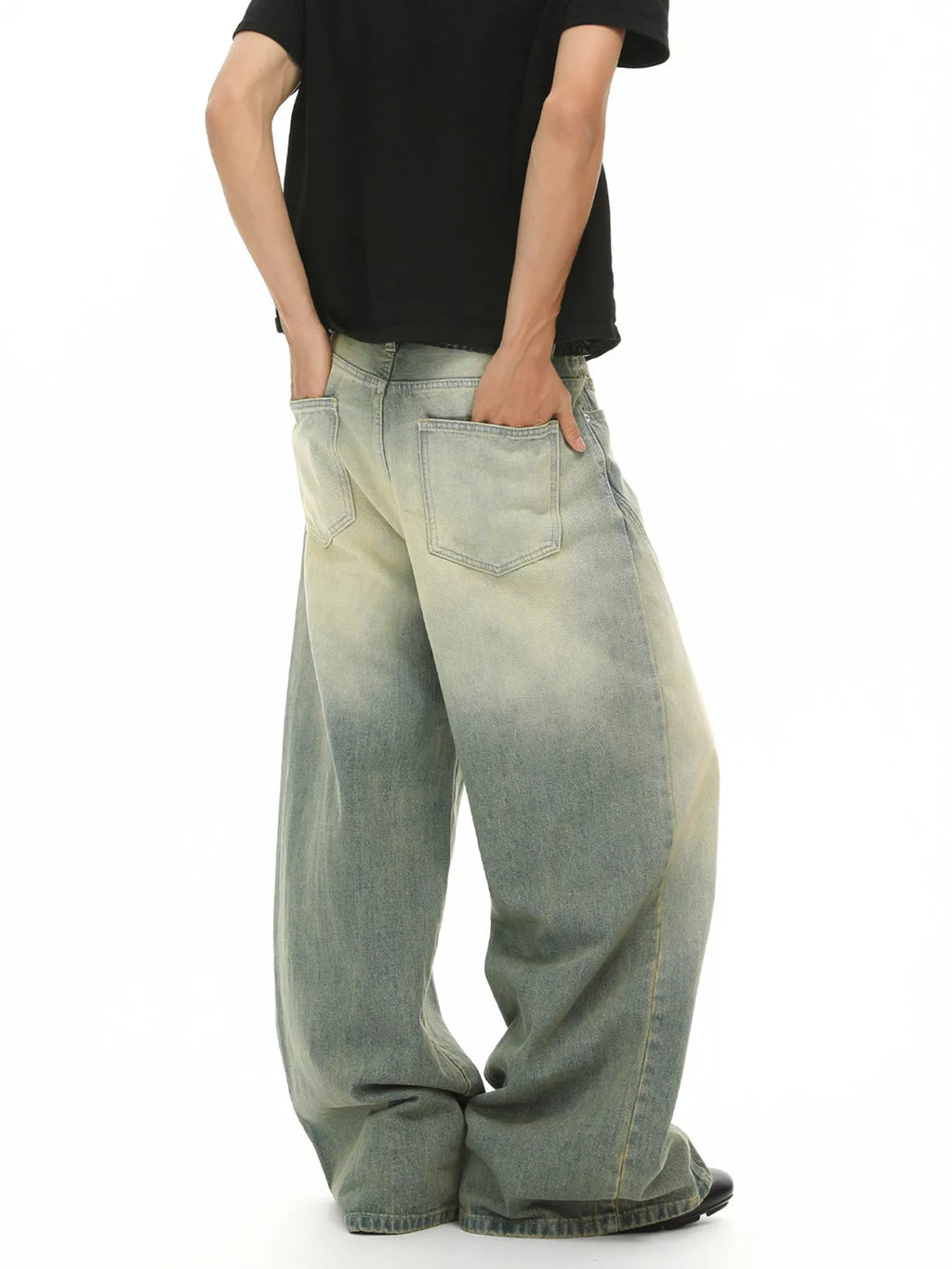 Men's Vintage Wash Wide Leg Jeans