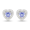1.20 Carat Genuine Tanzanite & White Diamond .925 Sterling Silver Earrings