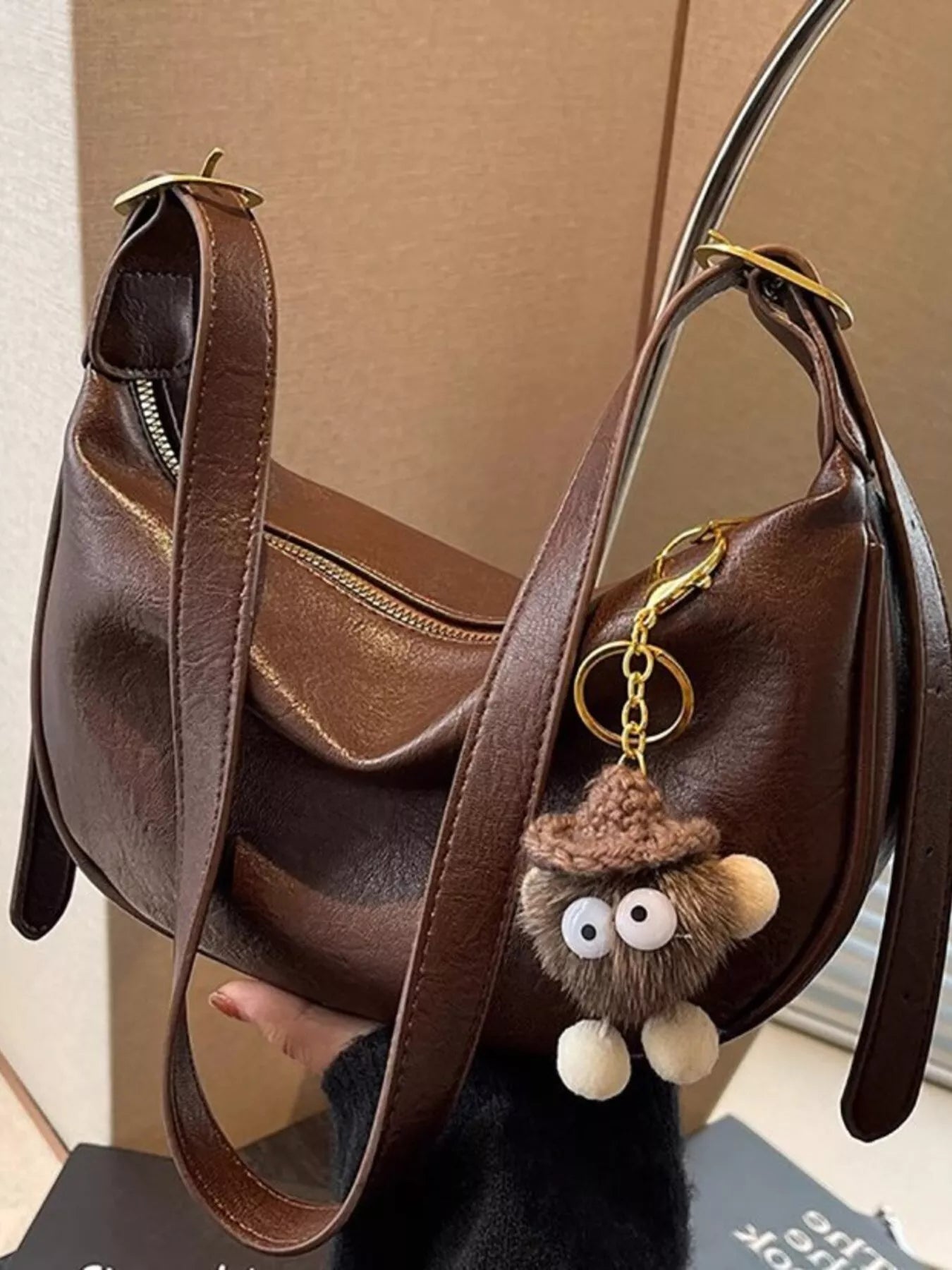 Vintage Style Crescent Crossbody Bag