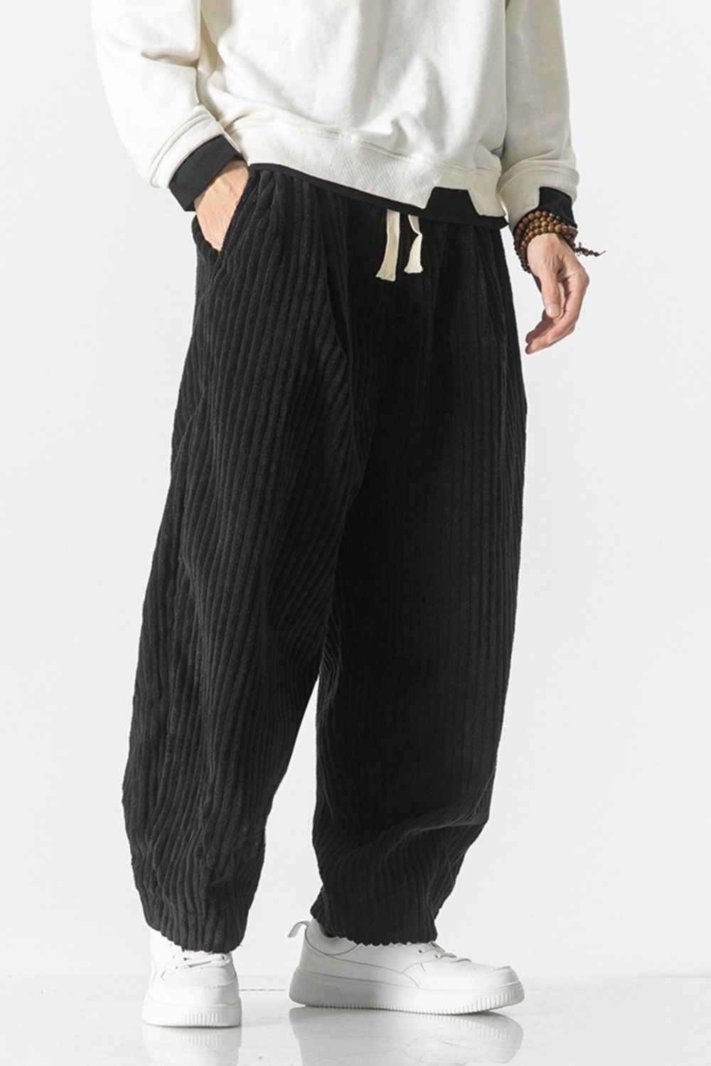 Men's Plus Size Corduroy Wide Leg Casual Pants