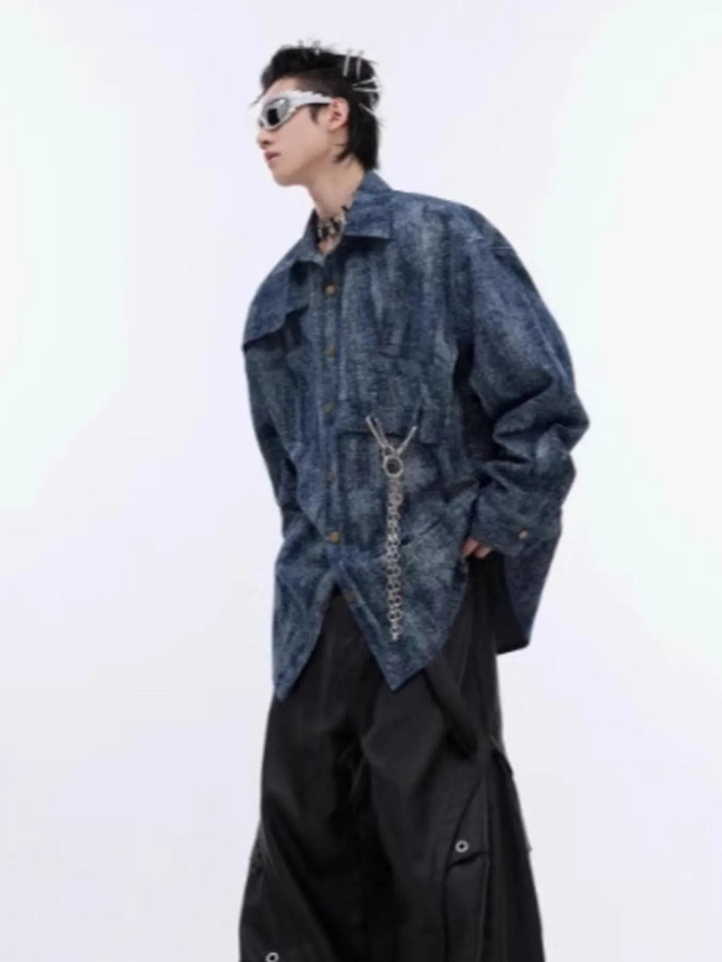 Men's Full Size Oversized Button Up Denim Shirt Plus Size