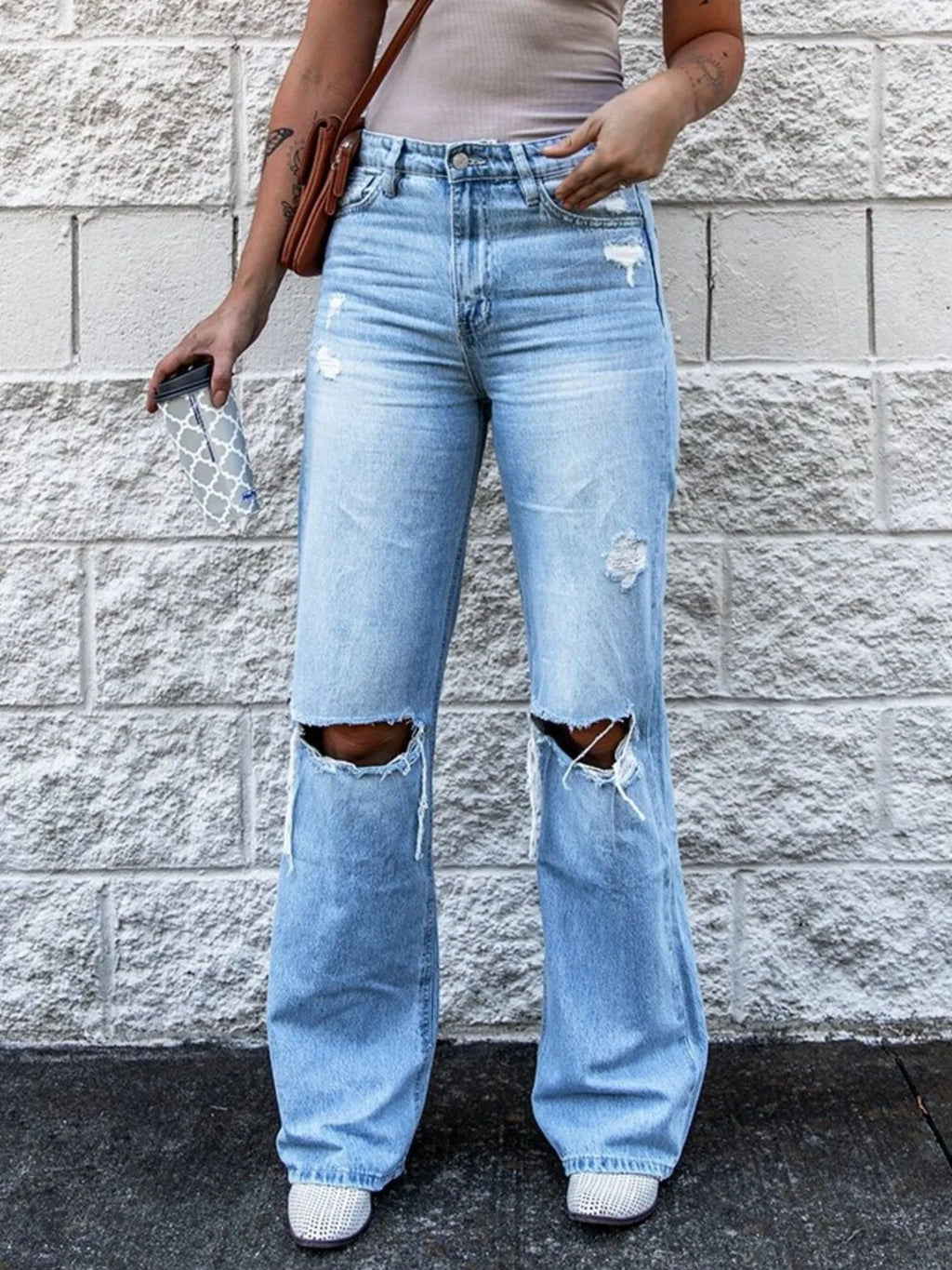 High Waist Distressed Jeans