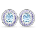 6.30 ct. Genuine Blue Topaz and Tanzanite .925 Sterling Silver Earrings