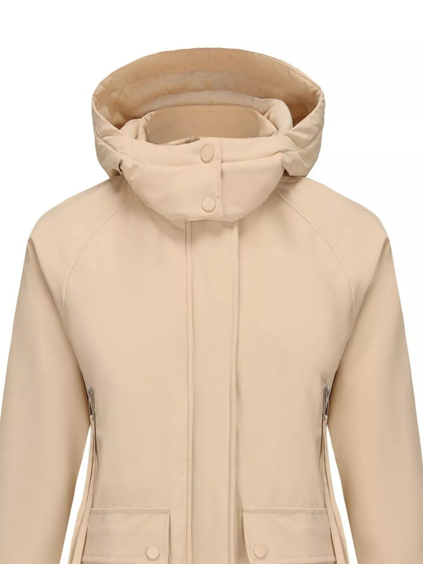 Full Size Zip Up Hooded Parka Outerwear Plus Size