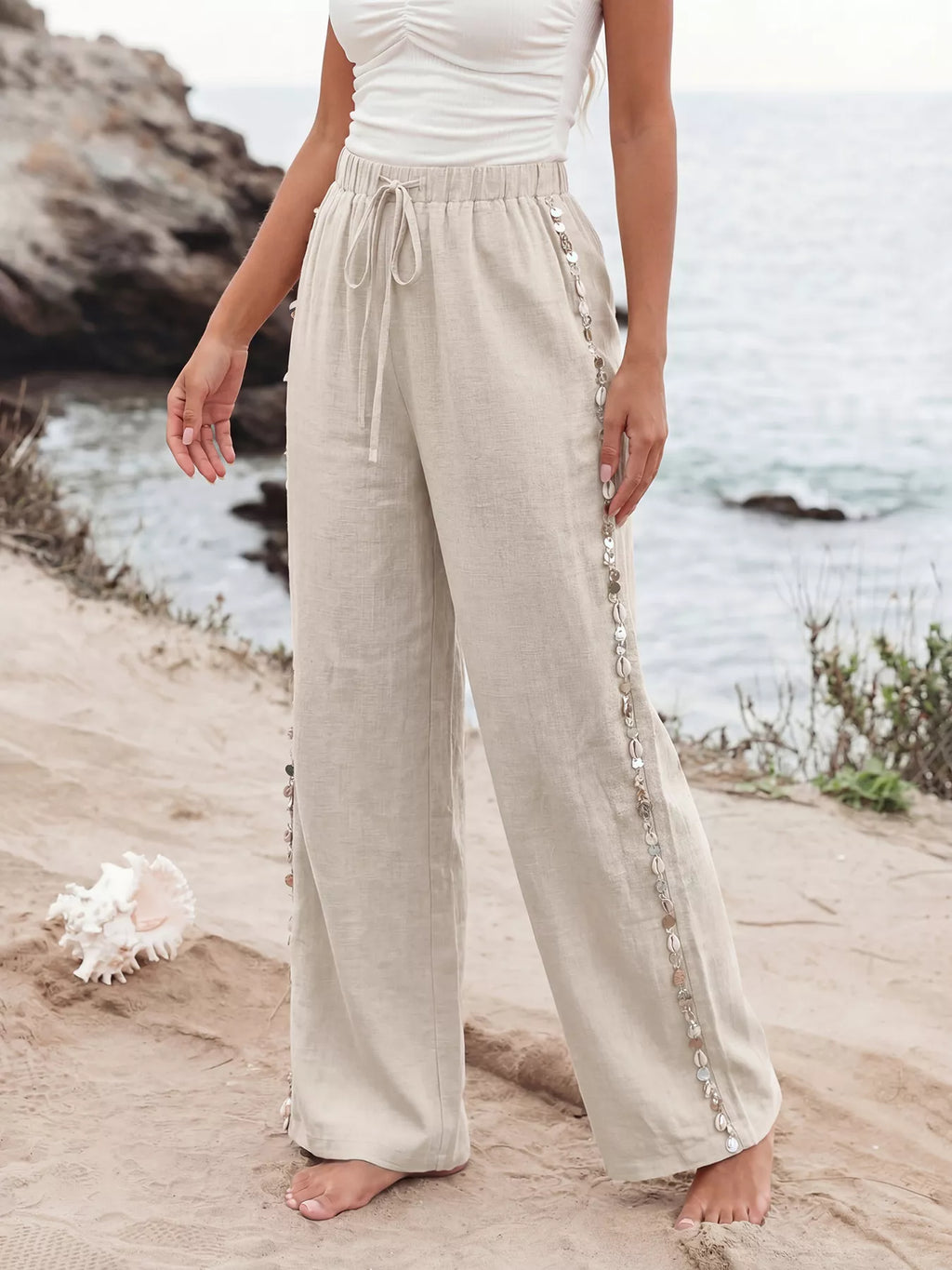 Drawstring Wide Leg Pants