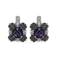 2.67 Carat Genuine Amethyst White Sapphire & Black Diamond .925 Sterling Silver Earrings