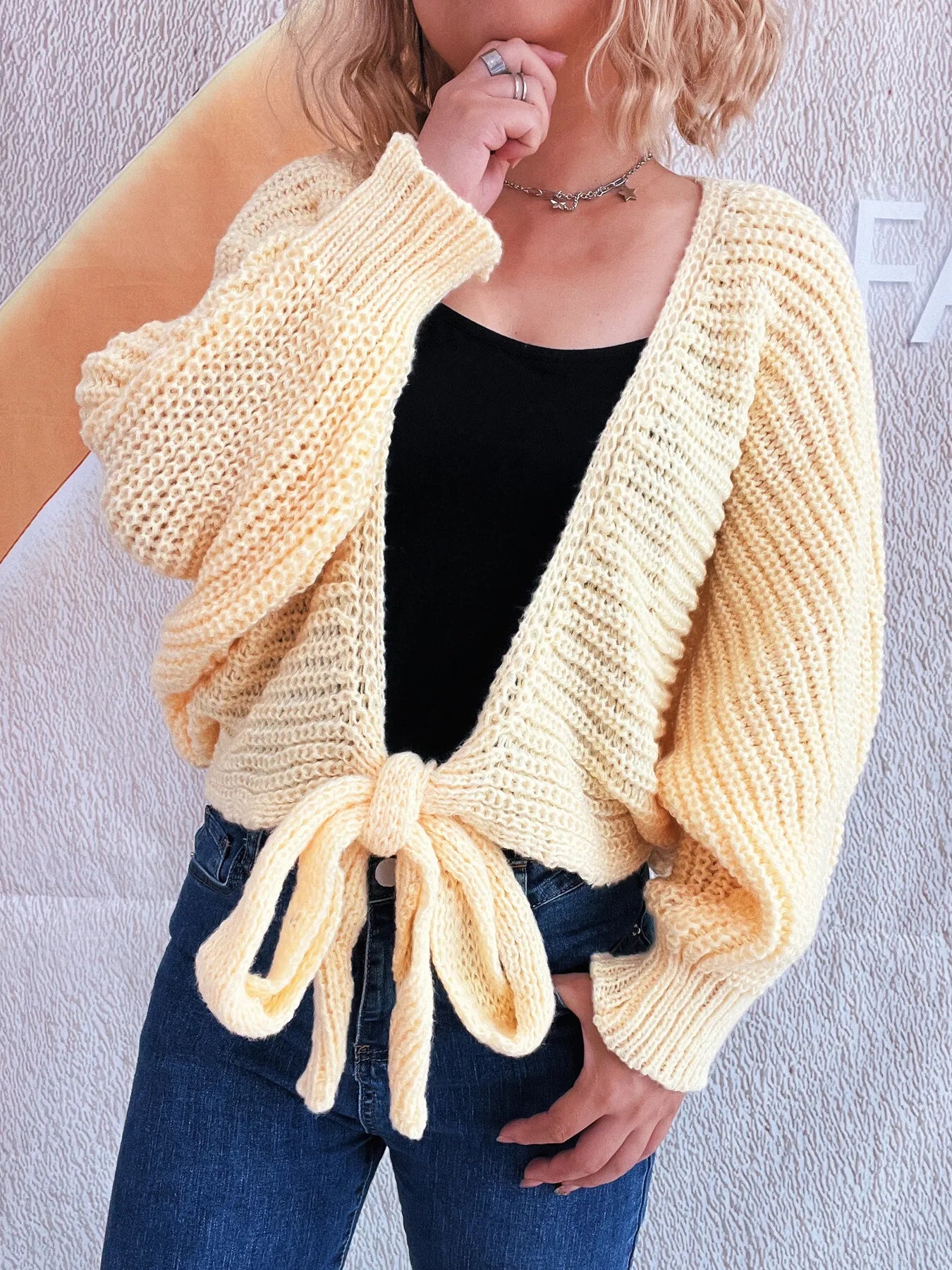 Tie Front Long Sleeve Cardigan