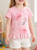Children's Tulle Bow & Floral Embroidered T-Shirt