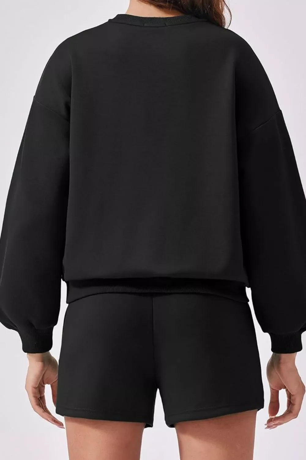 Round Neck Sweatshirt and Shorts Set