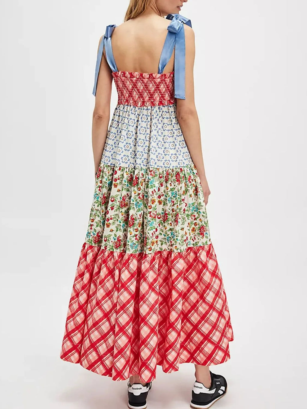 Printed V-Neck Tie Shoulder Cami Dress