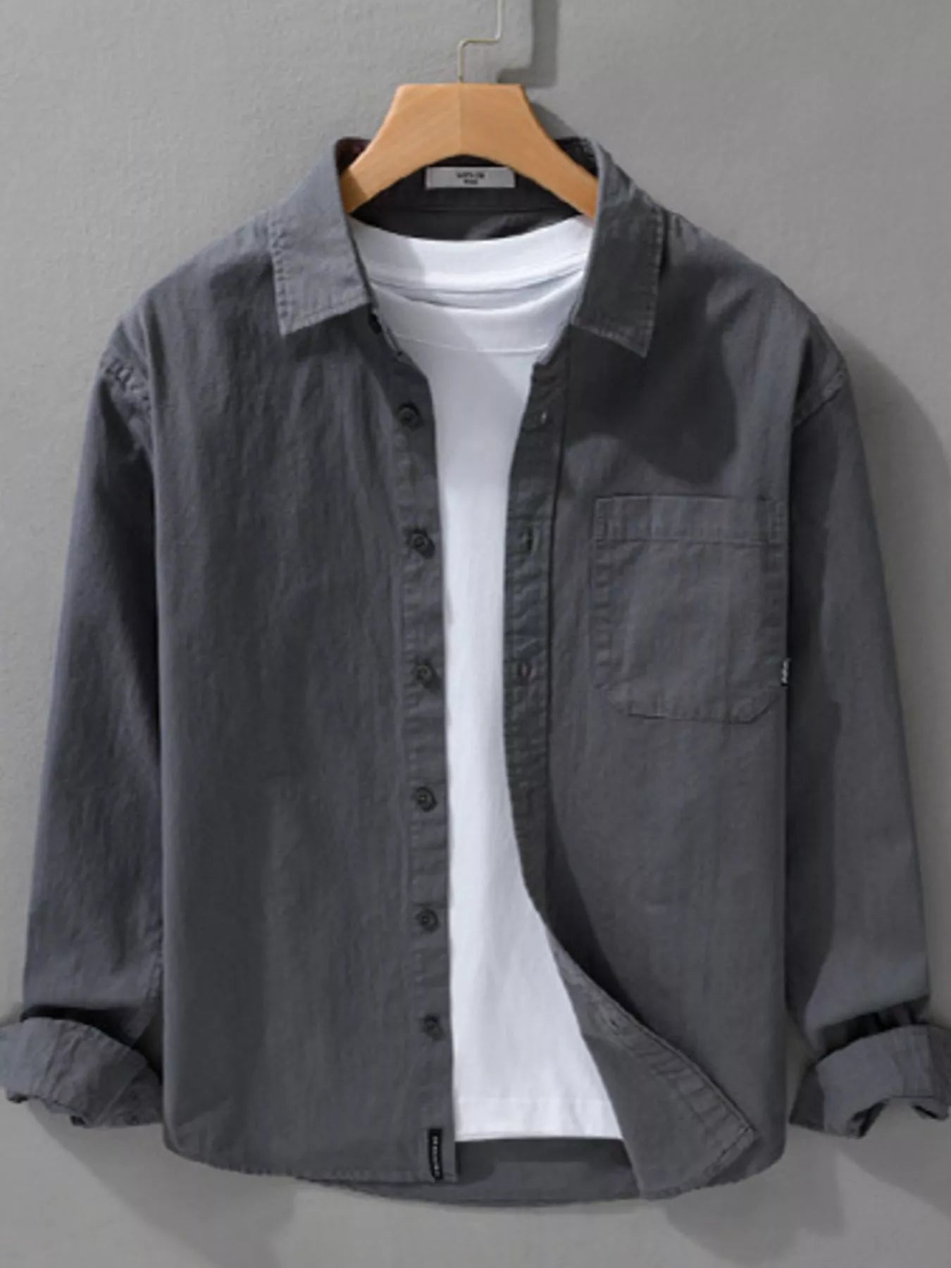 Men's Plus Size Button Up Long Sleeve Shirt