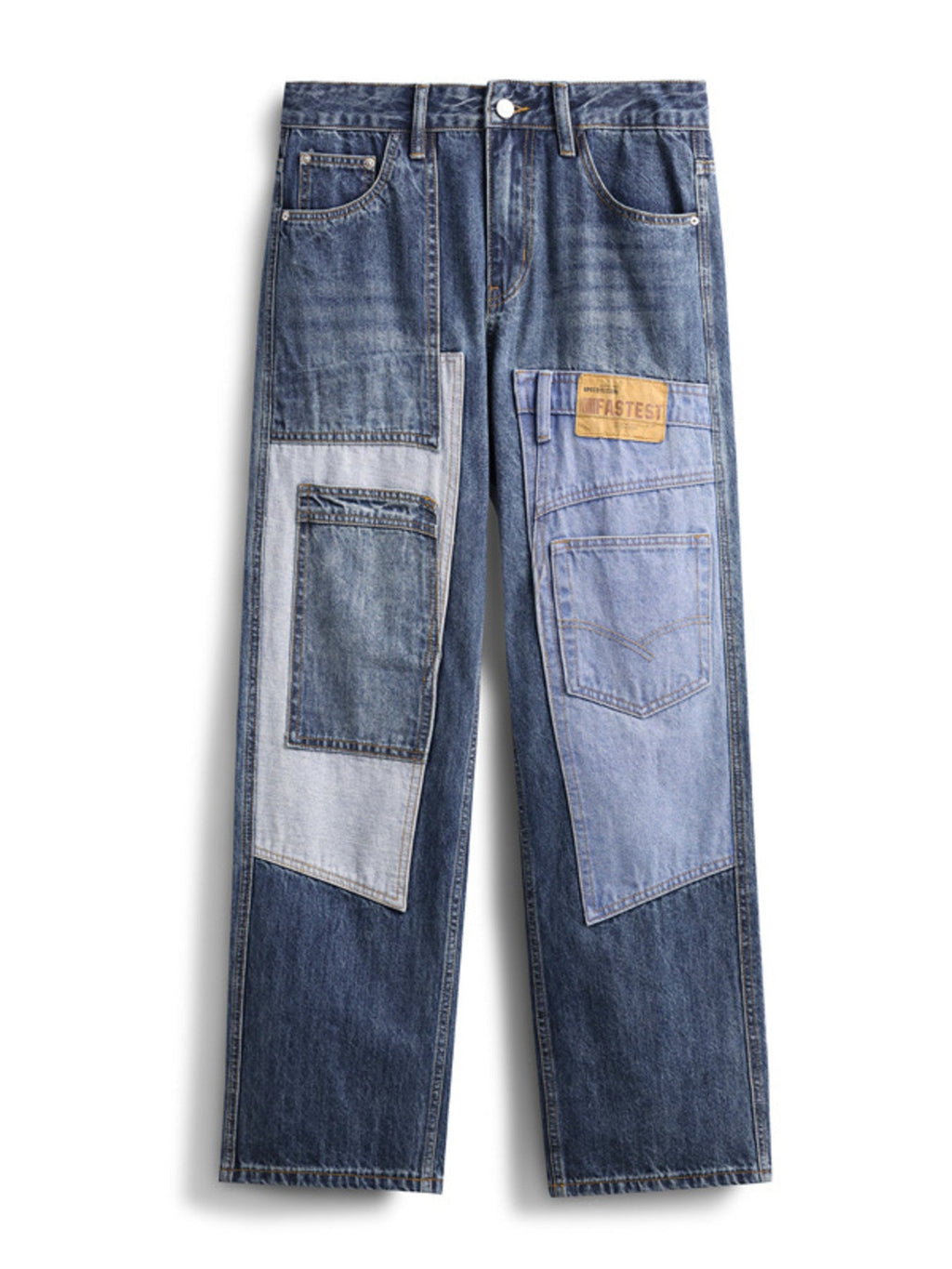 Men's Patchwork Relaxed Fit Jeans
