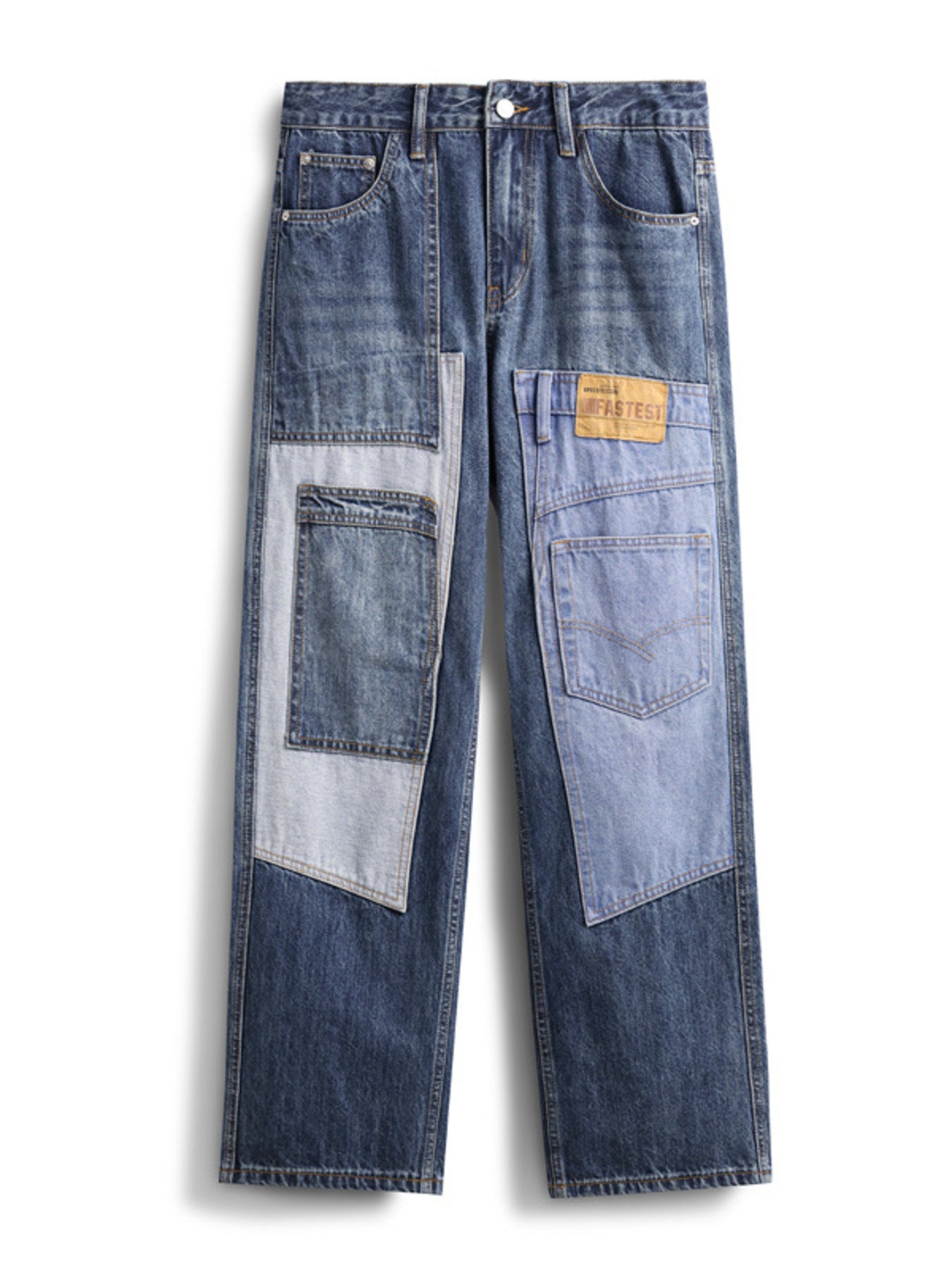 Men's Patchwork Relaxed Fit Jeans