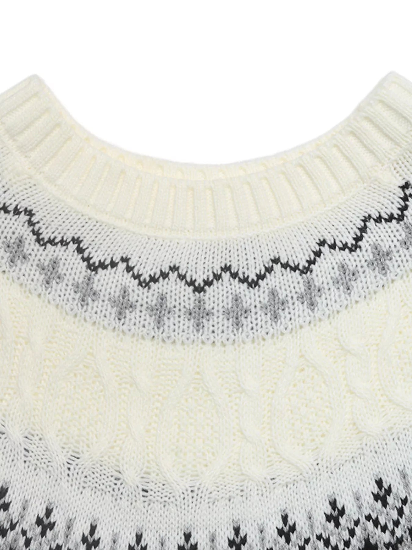 Fair Isle Pattern Round Neck Sweater