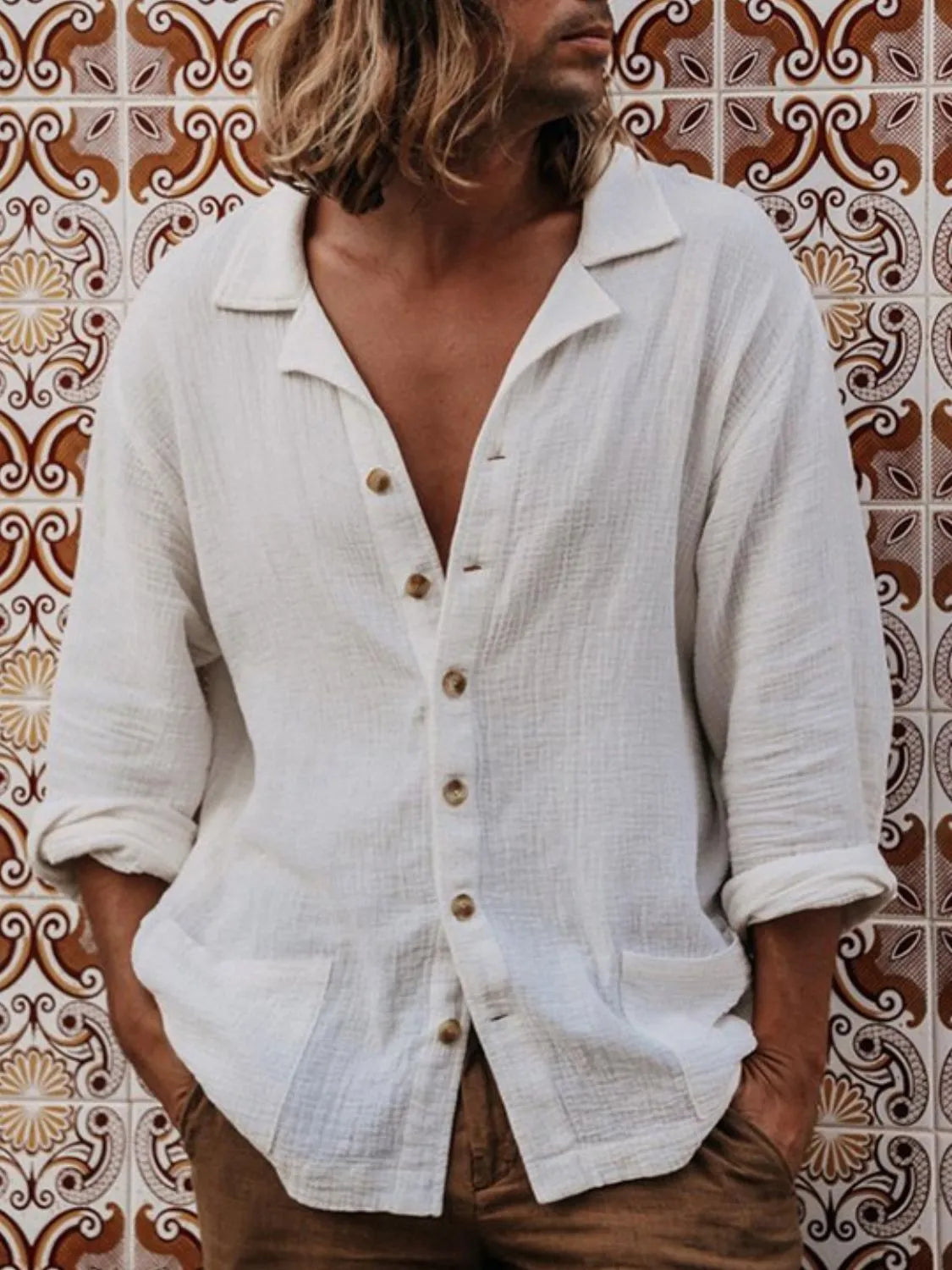 Men's Full Size Button-Up Relaxed Fit Shirt Plus Size