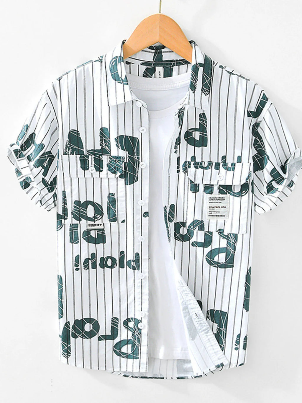 Men's Plus Size Striped Button Up Shirt