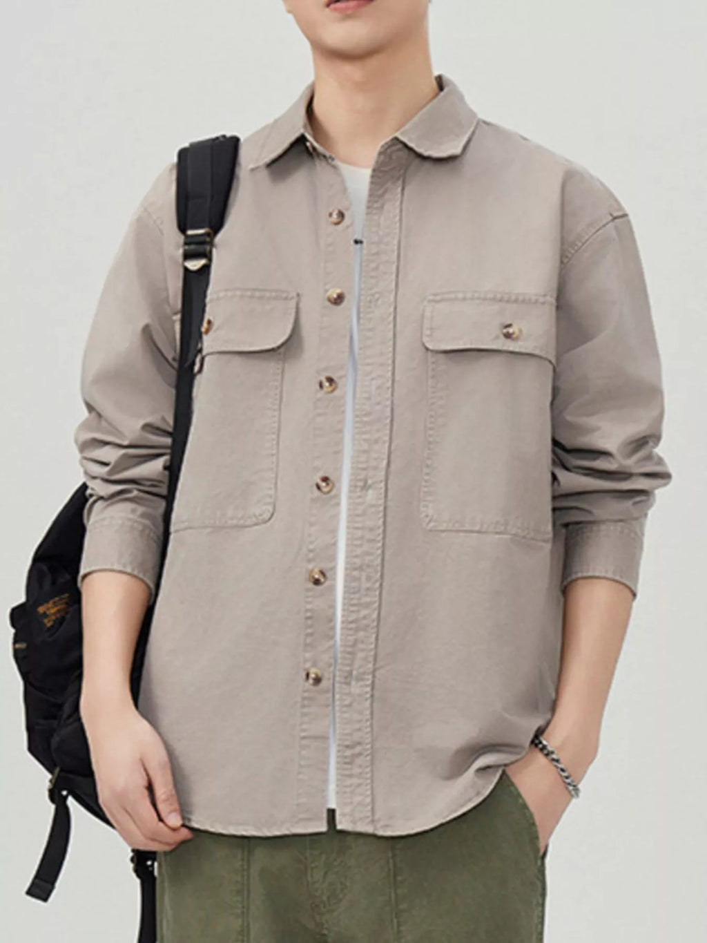Men's Plus Size Button Up Long Sleeve Shirt