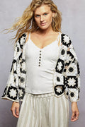 POL Open Front Cardigan with Varied Patterns