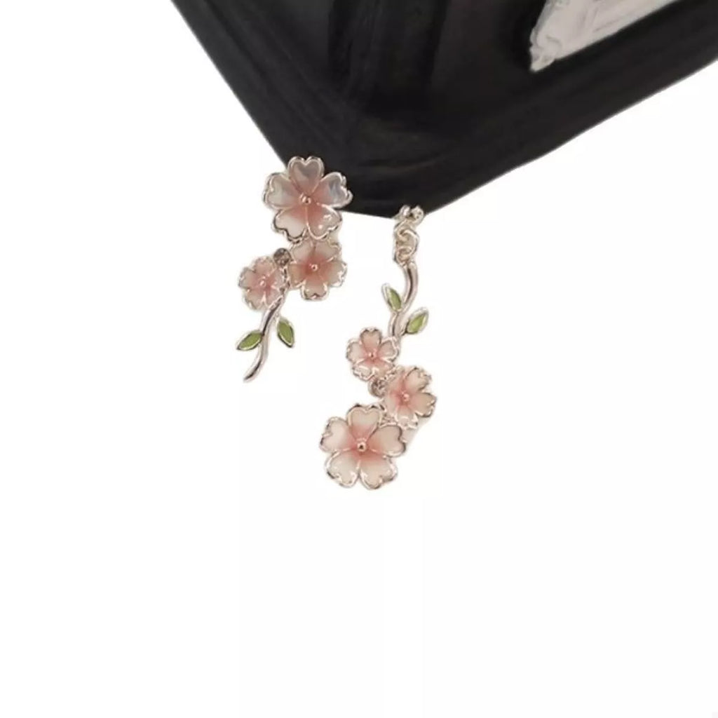 Asymmetrical Flower Drop Earrings