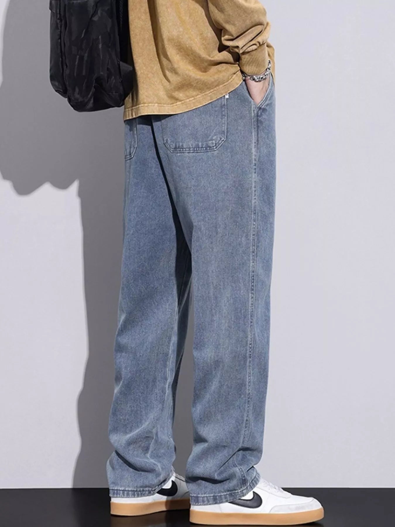 Men's Plus Size Relaxed Fit Drawstring Jeans