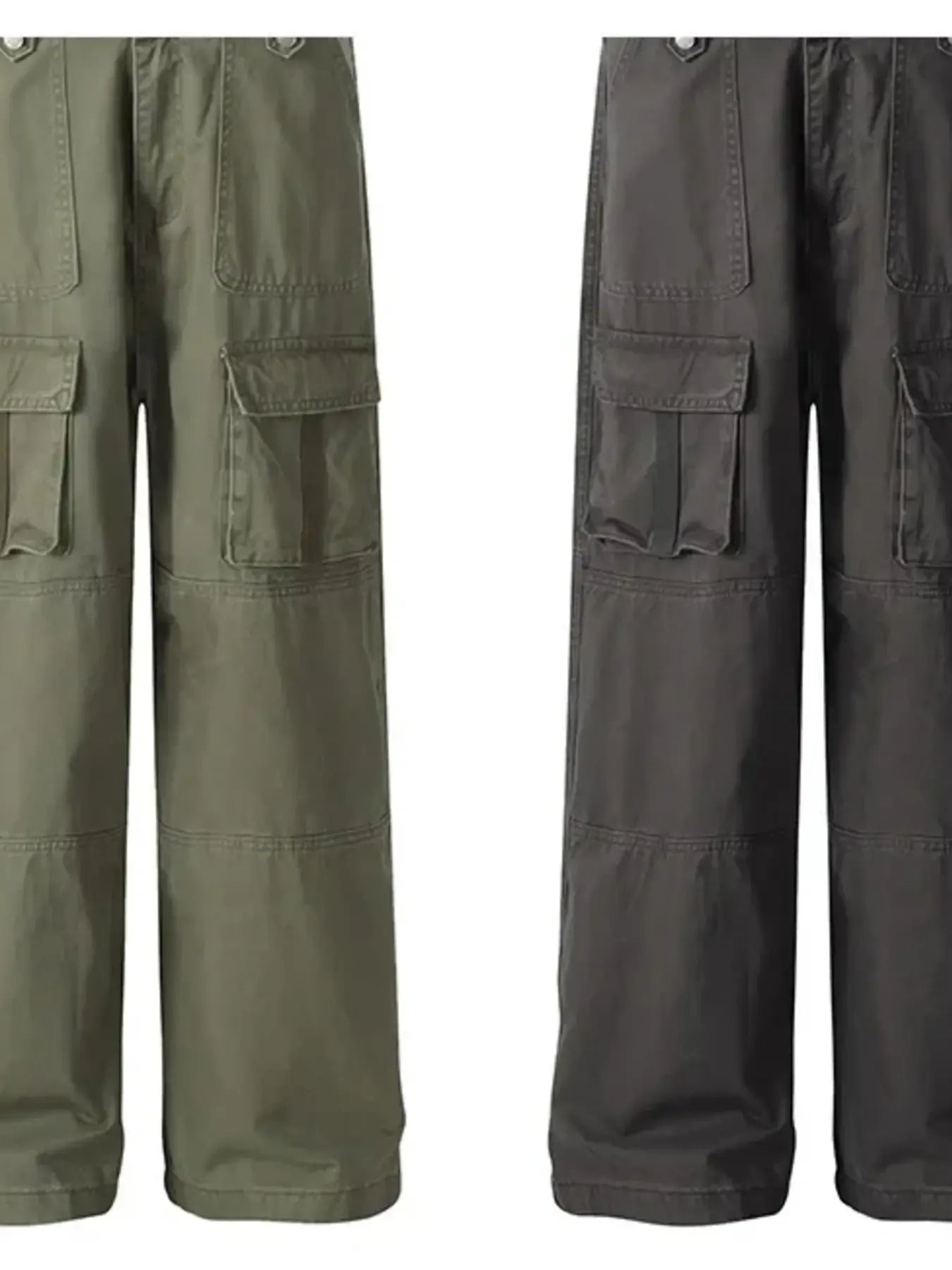 Men's Casual Cargo Wide Leg Pants with Multiple Pockets